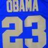 Nikivip #23 Barack Obama Punahou Jersey Ucuz Obama Beyaz Mavi Koleji Gömlekler Dikişli Hatıra Baskı Basketbol Formaları