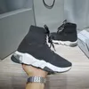 Toppkvalitet trippel s stickade strumpor skor mesh hastighet 2.0 tränare hög race löpare designer sneaker svart vit casual tränare sneakers med lådstorlek 35-46