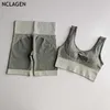 NCLAGEN Sommar Sport Yoga Bar Shorts Set Underkläder Gym Träning Running Training Tre-Point Leggings Aktiva Kvinnor Fitnsuit X0629