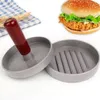 Stop Aluminiowy Okrągły Kształt Hamburger Narzędzie Kuchnia Narzędzie Drewniane Uchwyt Non-Stick Burger Maker Hamburgery Mold Mięso Wołowina według morza RRB13615