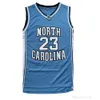 Caroline du Nord Hommes Tar Heels 23 Michael Jersey UNC College Basketball Wear Maillots Noir Blanc Bleu chemise