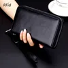 Portefeuille en cuir pour hommes fermeture éclair longue bourse grande capacité pochette téléphone sac dragonne porte-monnaie porte-carte pour Male2227