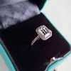 Emerald Cut 2ct Diamond CZ Ring 925 Sterling Silver Promise Engagement Wedding Band Ringen voor vrouwen edelstenen feestjuwelen geschenk