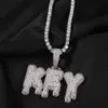 A-Z Özel Ad Mektupları Kolye Erkek Moda Hip Hop Takı Bırak Buzlu Out Altın İlk Mektup Kolye Kolye