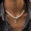 Collana da donna di perle barocche Catene di perline da tennis gotiche da sposa Catene di gioielli con collo estetico Girocollo Pedanti