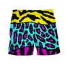 Смешные леопардовые шорты шорты панк хип-хоп бегуны фиолетовый хаос уличная эластичная талия шнурки фитнес мужская одежда 210714