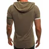 T-shirt encapuçado masculino de verão Casual Slim manga curta Hoodies homens plus tamanho 3xl sólido streetwear camiseta homme