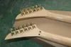 Rare White Kramer RS 6 Stings + 6 String Double Neck Chitarra elettrica Floyd Rose Tremolo Bridge Locking Nut, Star Inlay, Gold hardware