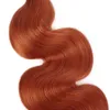 Ishow Brazylijski Dziewiczy Weave Extensions Ciało Fala 8-28 cal dla kobiet # 350 Proste Weft Orange Ginger Color Human Hair Wiązki z zamknięciem Peruwiański