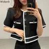 Summer Short Sleeve O-Neck Single Breasted Women Trend Coat Feminino Chic Button Loose Casual Ladies Jacket 210519