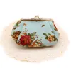 Rolig skönhet hasp grossist plånböcker vintage kanfas liten plånbok blommig lås antik myntväska