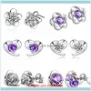 Jewelry925 Sterling Sier Heart على شكل CZ Zircon Crystal Flower أقراط للنساء الأذن الأذن قرط KY Drop Delivery 2021 QY1KD