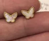 V AF 18K Gold Fashion Classic Sweet 4 Four Leaf Clover Butterfly Bransoletka Kolczyki Naszyjka