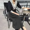 Chic Vintage Black Dress Woman Slim Waist V-neck Cloth Long-sleeve Elegant Vestidos Mujer Korean Dresses Female Spring 210603