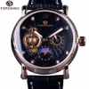 LMJLI - Forsining Fashion Luxury Luminous Hands Rose Golden Men Relojes Top Brand Tourbillion Diamond Display Reloj mecánico automático