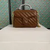 Högkvalitativa Luxurys Designers Väskor Marmont Golden Brown Women Totes Fashion Väska Handväska Skulder Klassisk Handväskor Plånbok Handväska