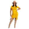 新しい卸売半袖ドレス夏の女性ボディコンドレス因果的な包帯スカート美しいヒップパッケージドレスパーティースキニースカートバルク6921