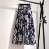 Tigena Floral Print Chiffon длинная юбка женская мода летний пояс линии высокая талия плиссированная юбка женская эстетика юбка 210724