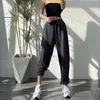 HOUZHOU Women Sports Pants Korean Fashion Oversize Gray Jogging Sweatpants Baggy High Waist Joggers White Trousers Female 210915