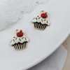 Apeur 10 stks / pak Sweet Fruit Cupcake Emaille Charms 19 * 18mm Rhinestone Cherry Cake Armbanden Drijvende Hangers Sieraden Maken