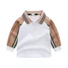 Little Boys Long Sleeve Polos skjortor Stripes Fashion Turn-Down Collar Cotton Tops For Kids Clothing vårkläder