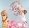 Party levererar 36-tums rund transparent papper ballong bröllopslayout Stora konfetti ballonger grossist sn5505