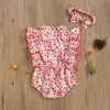 Jumpsuits Summer Sweet Baby Ubrania Born Girls Rompers Floral Print Ruffle Tleve Button 2PCS strój 018M6433125