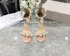 Un mot avec strass perles sandales femme 2021 nouvelles d'été tête ronde confortable talons sexy chaîne à talons hauts sandale fête de mariage féminin