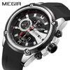 MEGIR Chronograph Men Sport Watch Male Silicone Date Quartz Watches Mens Luxury Brand Luminous Waterproof Relogio Masculino 2086 X0625