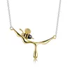 Lotus Fun 18K Gold Bee and Dripping Honey Pendant Necklace Real 925 Sterling Silver Handmade Designer Fine Jewelry for Women275O1909091
