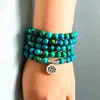 SN1439 Натуральное высококачественное высокое качество Chrysocolla 108 Mala Bracelet Женщины лотос очарование горла чакра браслет медитация джапа мантры