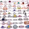 groothandel 30 stks/partij vrouwen ringen strass kristal zirkoon steen Sieraden Ring paar geschenken trouwringen mix stijlen fashion party favor