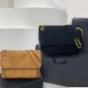 Messenger Bag Women Handbag Purse Chain Crossbody Bags Plain Corduroy Thread Gold Hardware Envelope Style Hasp Internal Zipper