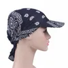 Women Printed Adjustable Hat Home Party Supplies Cotton Wide Brim Turban Sunhat Square Head Scarf Towel Baseball Cap Casual CCF8151