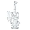 7 tubi Bong in vetro Narghilè Klein Bong Soffione doccia Perc 5 mm di spessore Erba secca Ciclone Dab Rig Trasparente Tubo da fumo Tubi dell'acqua rotante Riciclatore Narghilè Impianti petroliferi