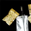 8x13 cm Sacchetti di plastica dorati Richiudibili MatteClear Cibo secco Caramelle Borsa con cerniera a prova di odore con foro per appendere 100 pezzi lotto 496 R26998973