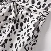 Женщины Комбинезон O-образным вырезом Playsuits Leopard Print Blet Талия Мини-Romsers Packsuits Salopette Femme En Женские женские