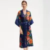 Women's Sleepwear Women Casual Sliky Satin Floral Printing Kimono Robe Gown Nightwear Wedding For Bridesmaids Bride Flower Girl