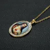 Gold color Jesus Necklace Earrings Sets Cross Pendant chain for Women Wedding Bride Christian Jewelry Crucifix