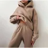 가을 여성용 Tracksuit Streetwear 캐주얼 스웨터 2 피스 세트 여성 단단한 대형 스포츠 까마귀 정장 여성 바지 210930 세트