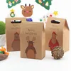 Stobag 10pcsメリークリスマスクラフト紙袋パーティー種類ロアキャンディーチョコレートクッキー包装手作りギフトサンタクロース210602