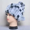 Frauen Echt Rex Kaninchen Hut Winter Pelz Caps Weibliche Warme Schnee Mode Damen Elegante Verdicken Hüte Mützen Kappe