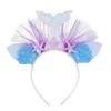 10pcs Rainbow Mermaid HairBand Sticks 7 colors Princess Mesh Flower Animal Hairbands Hair Accessories