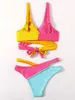 2021 badpak bikinis luipaard print effen kleur stiksels sexy split hoge taille holle sling badmode strand tweekleurige kruis bikini cny