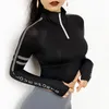 Gym Crop Tops Women Cycling Running Reflective Long Sleeve Sports Sweater Fitness Yoga Thumb Holes Sportswear Outfit