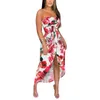 Casual jurken zomer dames strapless bandeau bloemenprint boho long maxi jurk buis zonsondergang sexy mouwloze rugloze s-xl