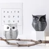 Petite statue de hibou artisanale (paquet avec noir et blanc) pour les accents de décoration intérieure, décoration de bureau de chambre à coucher de salon 210924