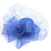 Acessórios De Cabelo Mulheres Party Derby Blue Handamde Pena Fascinadores Chapéu Clipe Véu Rendas Flor Beads Acessório