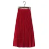 Anasunmoon Spring Bohemian Pleated Maxi Skirts Womens Summer Solid Color High Waist Chiffon Long Skirt Tutu Elegant Ladies Black 210619