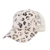 Ponytai-hattar 52 färger tvättad mesh-rygg Leopard Solros Pläd Camo Hollow Messy Bull Baseballkeps Trucker-hatt LJJO8225